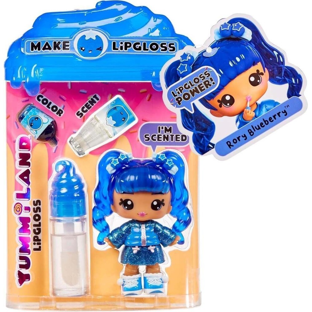 Yummiland Lipgloss Doll‎ Rory Blueberry 4" Scented Doll with DIY Lip Gloss Kit